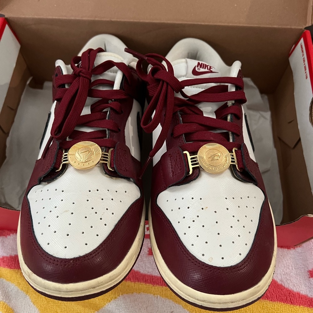 Nike Dunk Low SE Burgundy and White Sneakers